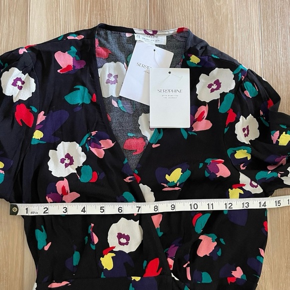 Seraphine Black Floral Maternity Midi Dress 4 - Picture 3 of 8